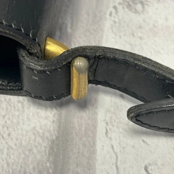 Christian Dior Vintage Black Leather Shoulder Bag w/ Adjustable Strap - Preowned - Picture 4 of 14